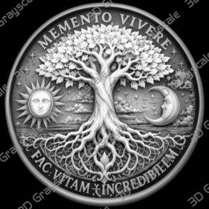 Memento Mori coin back front depthmap laser - Heightmap Download