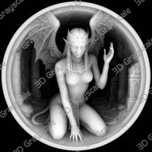 Saccubus horned demoness depthmap - Heightmap Download